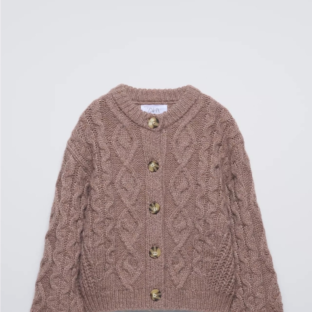 Zara Cable Knit Cardigan - Brown